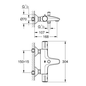 Смеситель термостатический для ванны Grohe Grohtherm 800 34564000