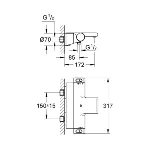 Смеситель термостатический для ванны Grohe Grohtherm 2000 34464001