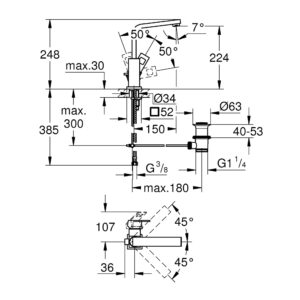 Смеситель для раковины Grohe Eurocube 23135000
