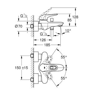 Смеситель для ванны Grohe Eurostyle 33591LS3