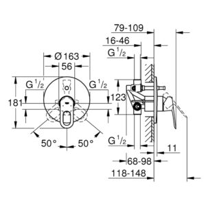 Смеситель скрытого монтажа для душа Grohe BauLoop 29081000 на два потребителя