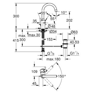 Смеситель для раковины Grohe Eurosmart Cosmopolitan 32830001 L-Size