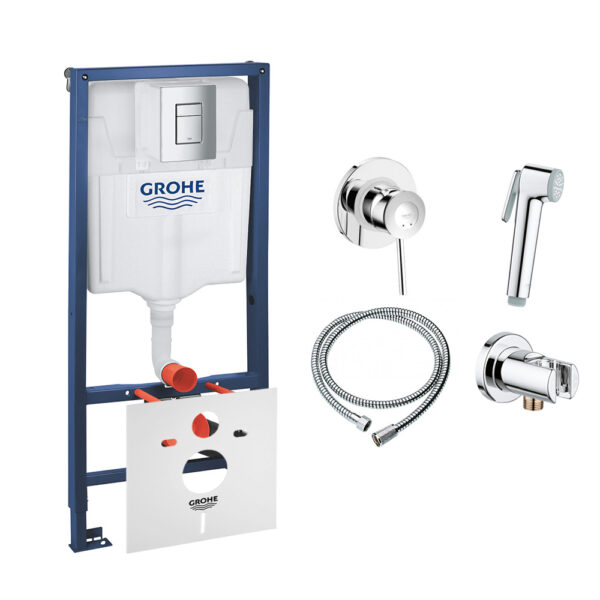 Комплект Grohe инсталляция Rapid SL 38772001 + набор для гигиенического душа со смесителем BauClassic 11104802 фото 