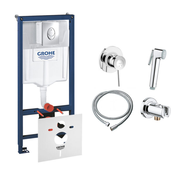 Комплект Grohe инсталляция Rapid SL 38721001 + набор для гигиенического душа со смесителем BauClassic 11104802 фото 