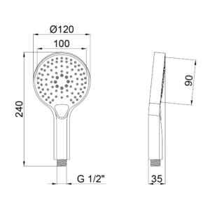Лейка для ручного душа Qtap Rucni A120O3KCC