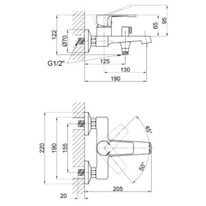 Смеситель для ванны Qtap Vitkov 3019104GC