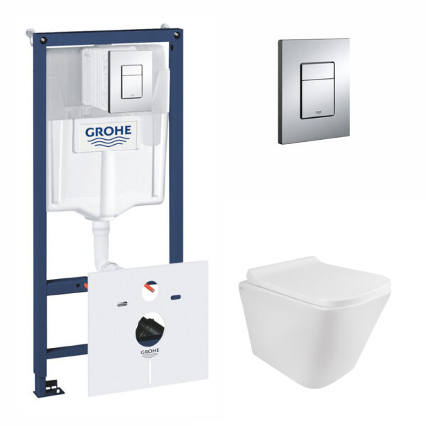 Набор инсталляция 5 в 1 Grohe Rapid SL 38827000 + унитаз с сиденьем Qtap Tern QT1733052ERW фото 
