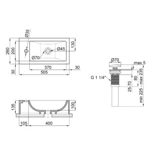 Раковина-чаша Qtap Crow 500х255х130 White с донным клапаном QT0511A010W