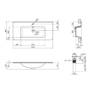 Раковина Qtap Albatross 9H 1000х460х180 White с донным клапаном QT01119100HW