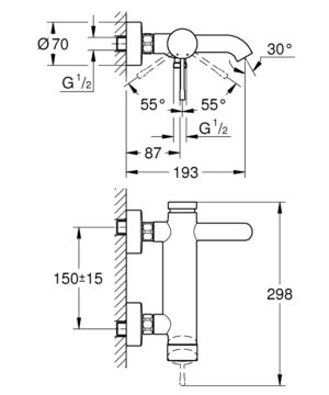 Смеситель для ванны Grohe Essence New 33624AL1