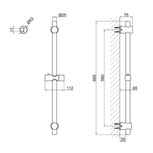 Штанга для душа Qtap Lepit 82103OB