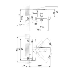 Смеситель для ванны Qtap Tern 3061102C