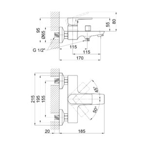 Смеситель для ванны Qtap Leo 3062102GC