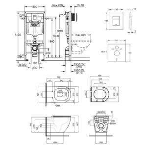 Набор инсталляция 4 в 1 Grohe Rapid SL 38772001 + унитаз с сиденьем Qtap Tern QT13332141ERMB
