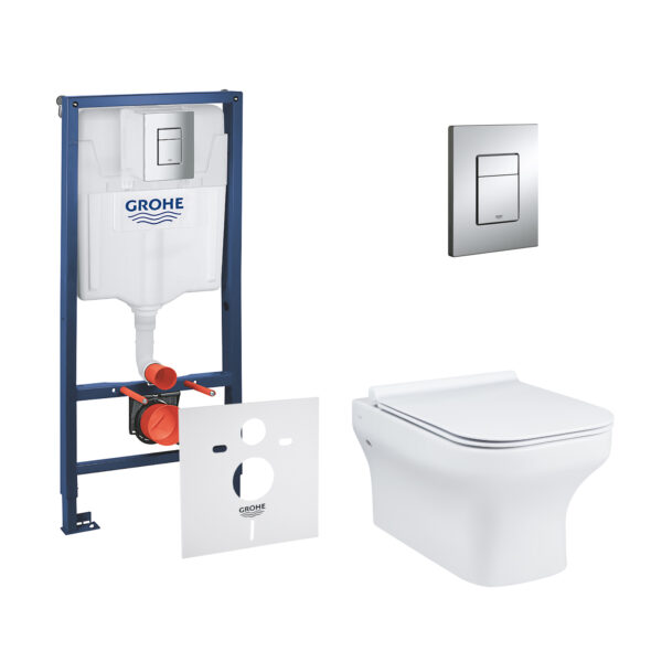 Набор инсталляция 4 в 1 Grohe Rapid SL 38772001 + унитаз с сиденьем Qtap Cardinal QT0433C660HW фото 