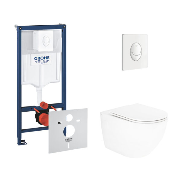 Набор инсталляция 4 в 1 Grohe Rapid SL 38722001 + унитаз с сиденьем Qtap Robin QT13332141ERW фото 