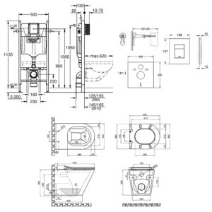 Набор инсталляция 4 в 1 Grohe Rapid SL 3884000G + унитаз с сиденьем Qtap Scorpio QT1433053ERMB