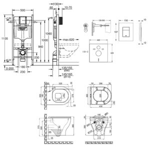 Набор инсталляция 4 в 1 Grohe Rapid SL 3884000G + унитаз с сиденьем Qtap Aries QT0333063ERW