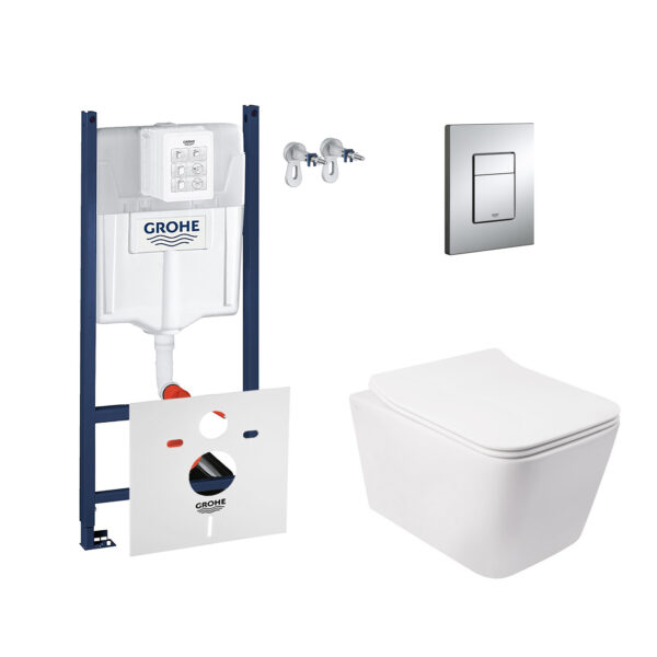Набор инсталляция 4 в 1 Grohe Rapid SL 3884000G + унитаз с сиденьем Qtap Crow QT05335170W фото 