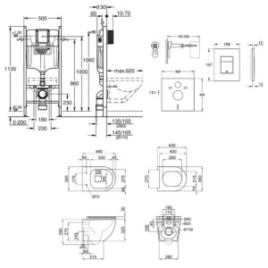Набор инсталляция 4 в 1 Grohe Rapid SL 3884000G + унитаз с сиденьем Qtap Robin QT1333046ENRW