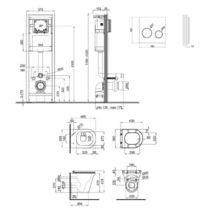 Набор Qtap инсталляция 4 в 1 с панелью смыва Nest (QT0233M370 + QT0211P01V1178MB) + унитаз с сиденьем Virgo QT1833051ERMB
