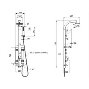 Душевая панель Qtap WHI 1102