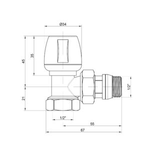 Кран радиаторный Icma 1/2″ с антипротечкой угловой №803+940