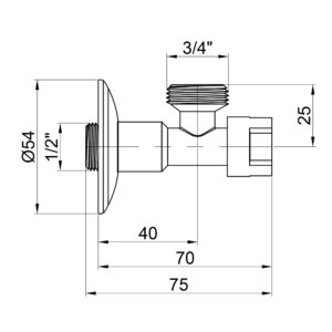 Кран приборный ICMA 519 1/2″ х 3/4″ угловой