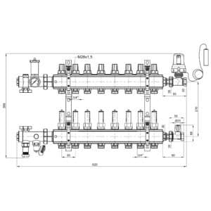 Коллекторная группа Icma 3/4″ 8 выходов, с расходомером №A3K013