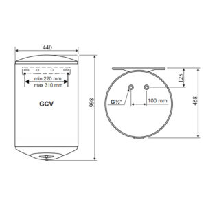 Водонагреватель Tesy Anticalc 100 л, сухой ТЭН 2х1,2 кВт (GCV1004424DB14TBR) 304901