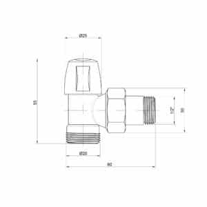 Нижний вентиль ICMA 827 1/2″ – 24×1.5 угловой