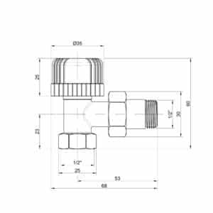 Термостатический вентиль ICMA 774 1/2″ угловой