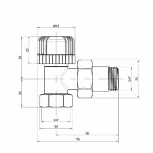 Термостатический вентиль ICMA 778 3/4″ угловой