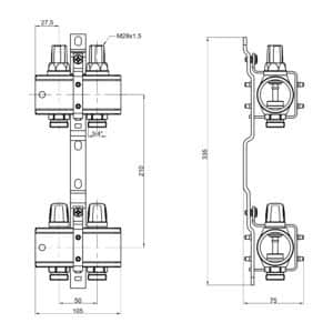 Коллектор сборный ICMA K005 1″ х 2