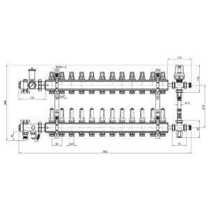 Коллекторная группа ICMA 1″ x 12 выхода, с расходомерами K0111