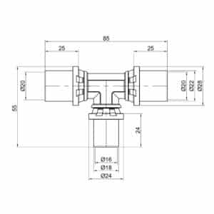 Тройник пресс Icma 20х16х20 №406