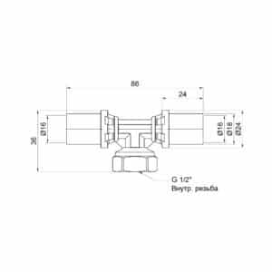 Тройник пресс Icma 16х1/2″х16 ВР №408