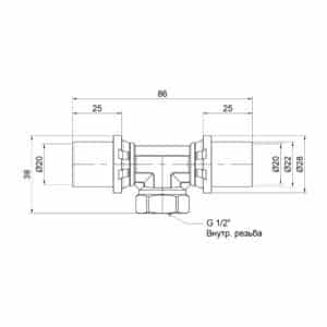 Тройник пресс Icma 20х1/2″х20 ВР №408