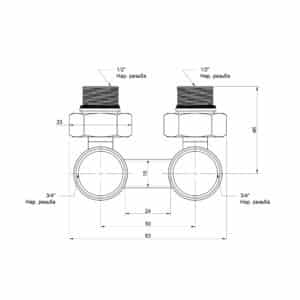 Двухтрубный вентиль ICMA 884 1/2″ x 3/4″