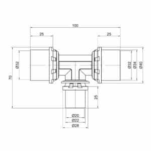Тройник пресс Icma 32х20х32 №406
