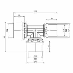 Тройник пресс Icma 32х32х26 №406