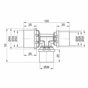 Тройник пресс Icma 26х26х32 №406