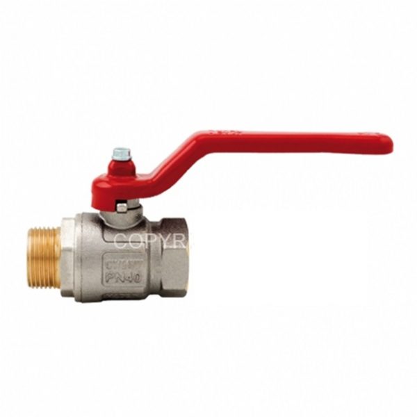 091 IDEAL кран кульовий, повнопрохідний, червона ручка важіль, 1.1/2″ (DN 40), ЗР-ВР фото 