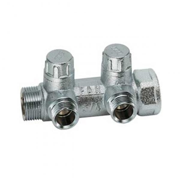 Запорный коллектор FAR FK 3860 – 1″ x 3/4″ с 2 отводами фото 