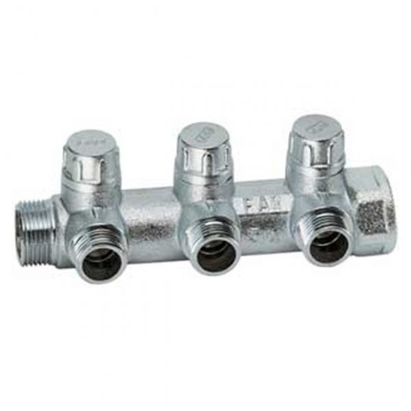Запорный коллектор FAR FK 3870 – 1″ x 3/4″ с 3 отводами фото 